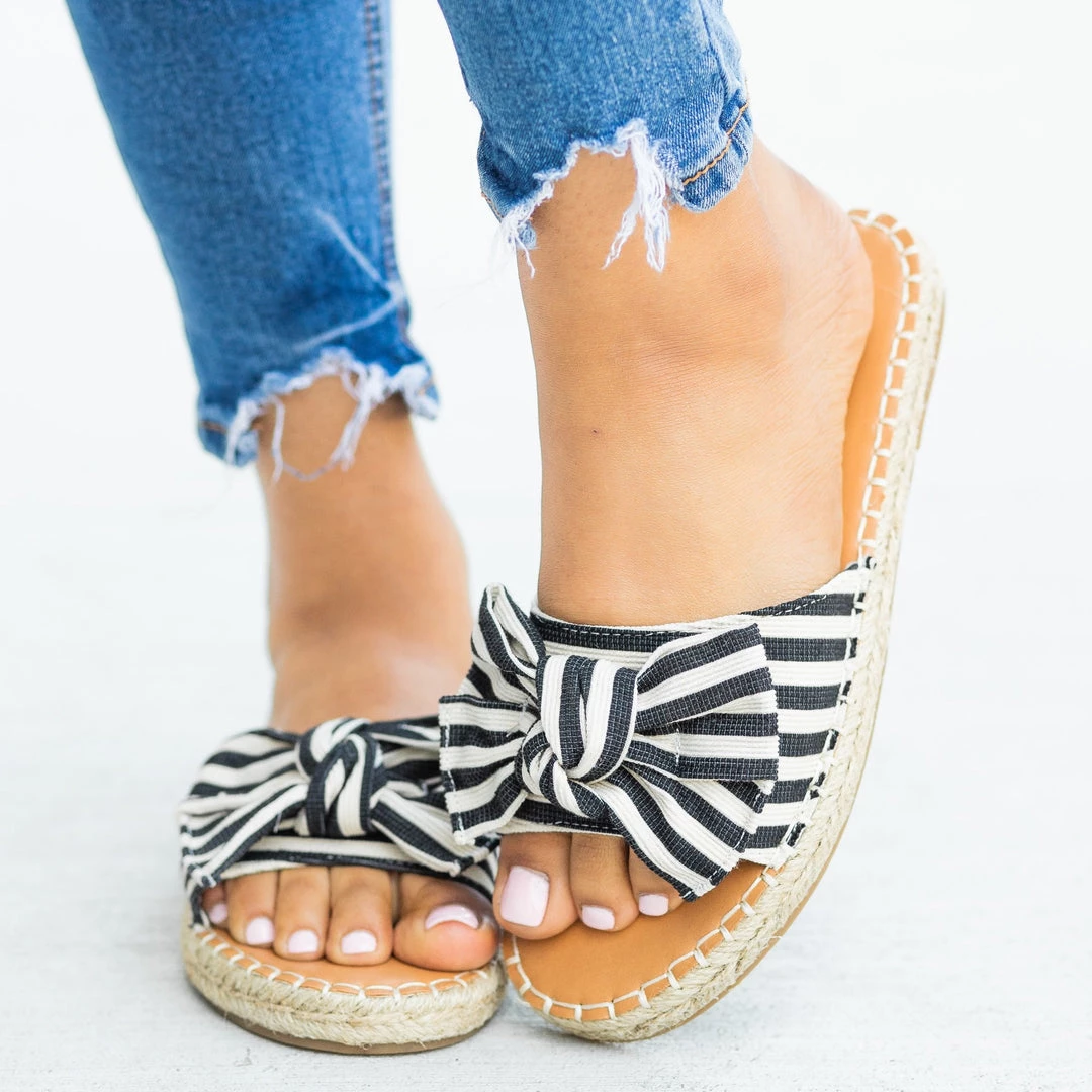 Weeboo Striped Bow Tie Espadrille Sandals 11 Weeboo Striped Bow Tie Espadrille Sandals