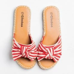 Weeboo Striped Bow Tie Espadrille Sandals