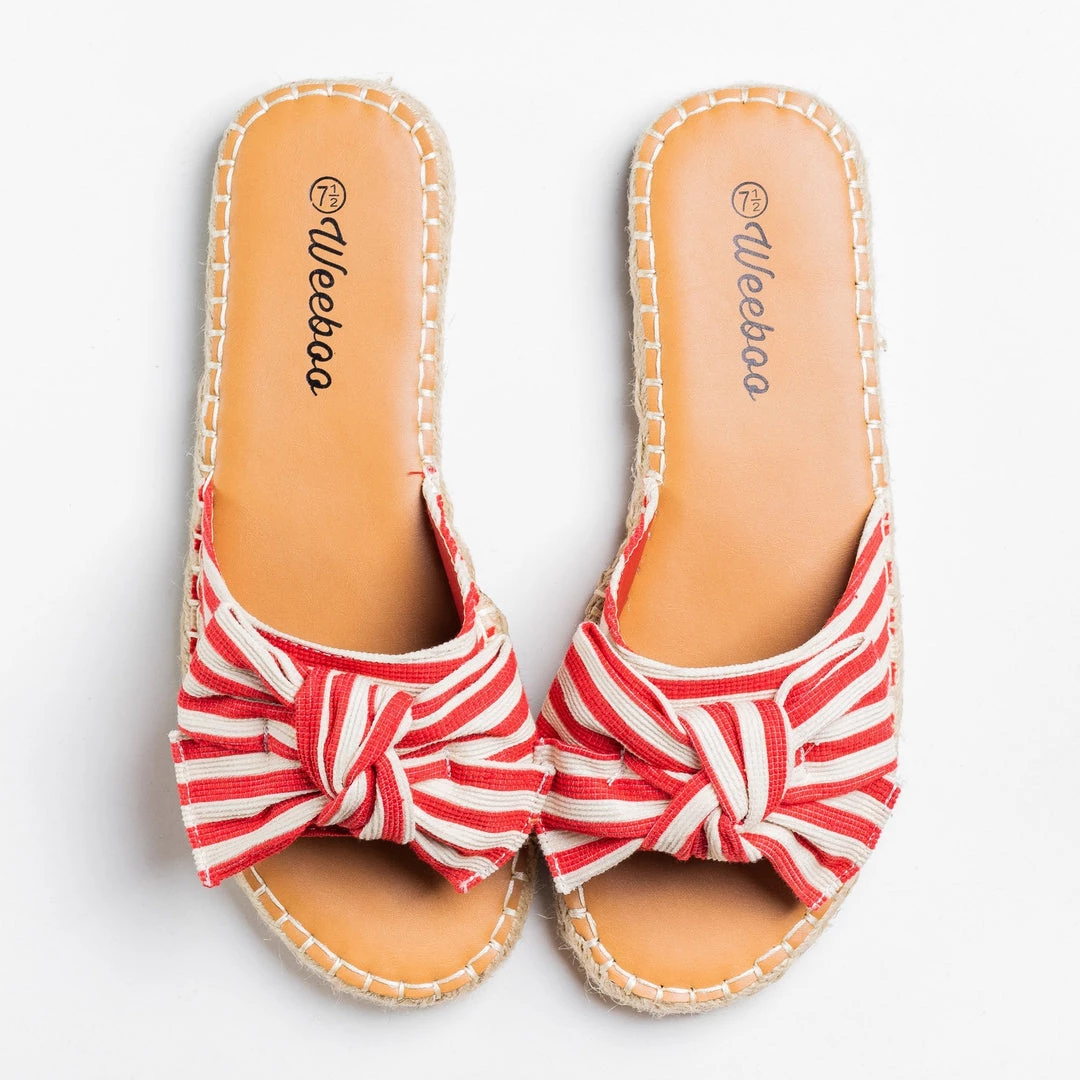 Weeboo Striped Bow Tie Espadrille Sandals 1 Weeboo Striped Bow Tie Espadrille Sandals
