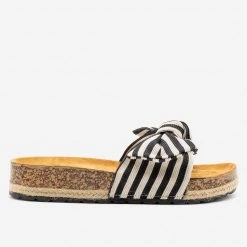 Qupid Shoes Newest Arrivals Striped Cork Espadrille Slides