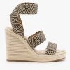 Qupid Shoes Striped Elastic Espadrille Wedges Newest Arrivals