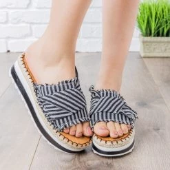 Nature Breeze Striped Espadrille Platform Slides 9 Nature Breeze Striped Espadrille Platform Slides