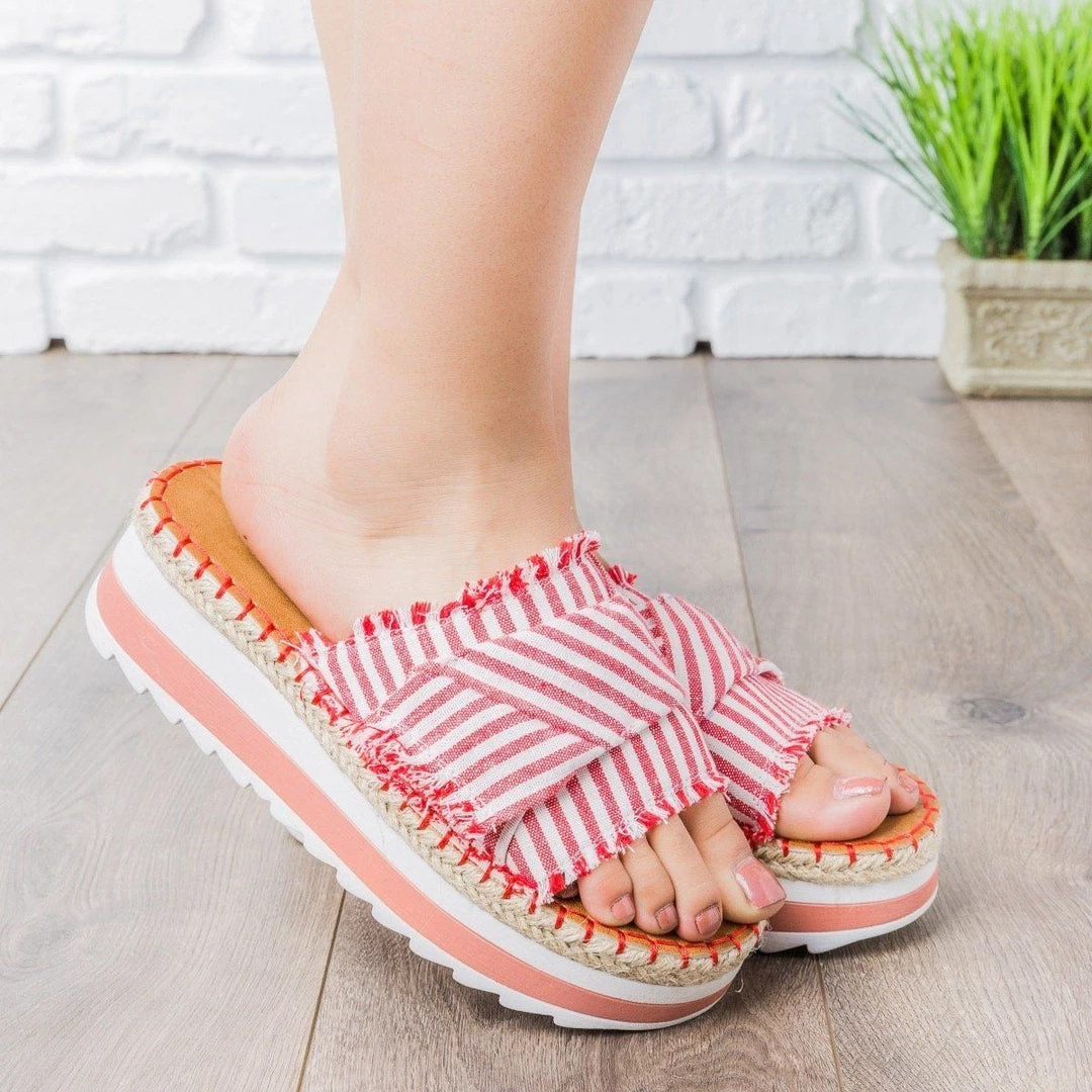 Nature Breeze Striped Espadrille Platform Slides 7 Nature Breeze Striped Espadrille Platform Slides