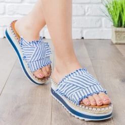 Nature Breeze Striped Espadrille Platform Slides 12 Nature Breeze Striped Espadrille Platform Slides