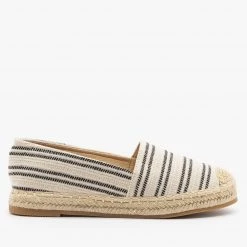 Top Moda Newest Arrivals Striped Espadrille Slip On Flats