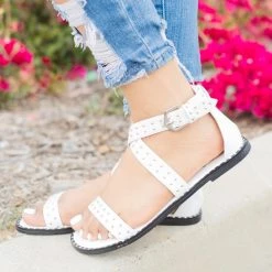 Qupid Shoes Newest Arrivals Studded Criss Cross Sandals