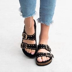 Bamboo Shoes Studded Double Strap Cork Sandal Newest Arrivals