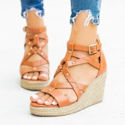 Soho Girls Studded Gladiator Espadrille Wedges