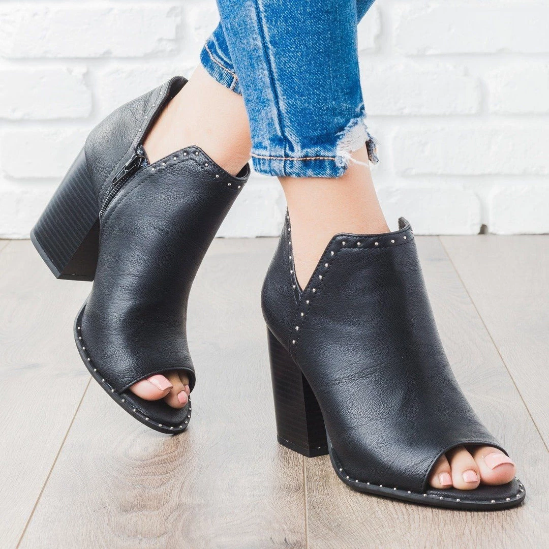 Soda Shoes Newest Arrivals Studded Peep Toe Bootie 2 Soda Shoes Newest Arrivals Studded Peep Toe Bootie