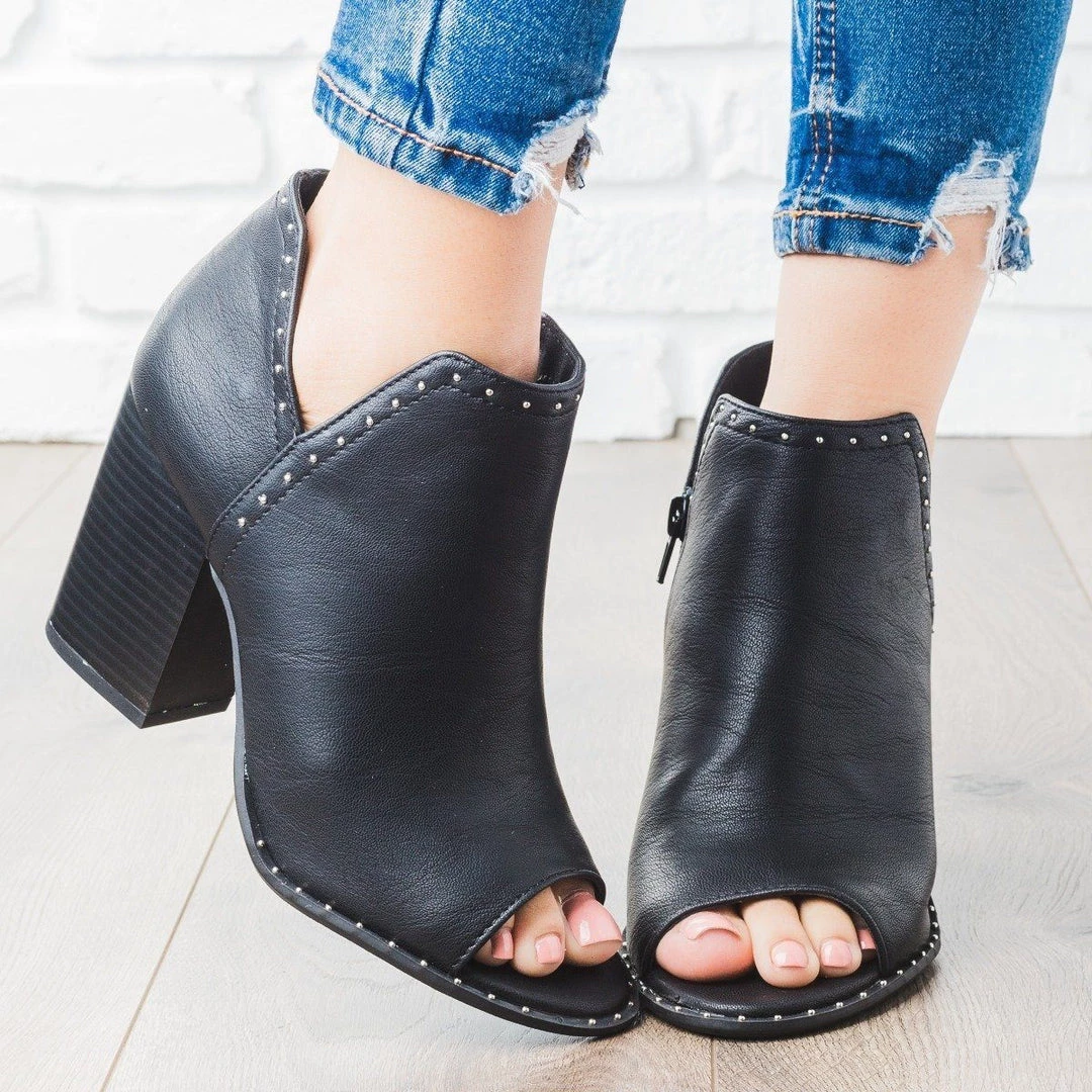Soda Shoes Newest Arrivals Studded Peep Toe Bootie 1 Soda Shoes Newest Arrivals Studded Peep Toe Bootie