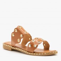 Forever Studded Scalloped Edge Sandals Newest Arrivals