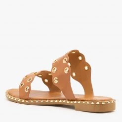 Forever Studded Scalloped Edge Sandals Newest Arrivals