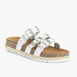 Nature Breeze Studded Triple Buckle Cork Slides 8 Nature Breeze Studded Triple Buckle Cork Slides