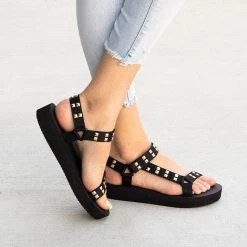 Bamboo Newest Arrivals Studded Velcro Foam Sandals