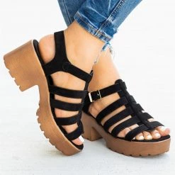 Pazzle Stylish Caged Chunky Sandals Newest Arrivals