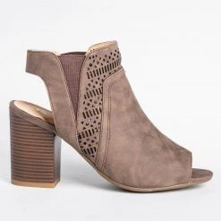 Refresh Stylish Laser Cut Peep Toe Booties Newest Arrivals