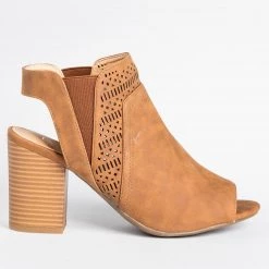 Refresh Stylish Laser Cut Peep Toe Booties Newest Arrivals