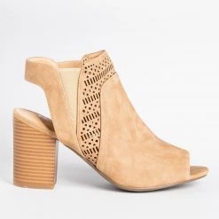 Refresh Stylish Laser Cut Peep Toe Booties Newest Arrivals