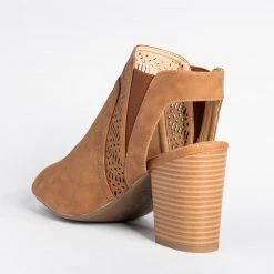 Refresh Stylish Laser Cut Peep Toe Booties Newest Arrivals