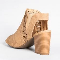 Refresh Stylish Laser Cut Peep Toe Booties Newest Arrivals