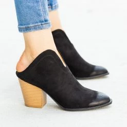 Qupid Shoes Stylish Mule Western Ankle Booties