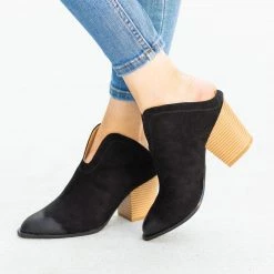 Qupid Shoes Stylish Mule Western Ankle Booties