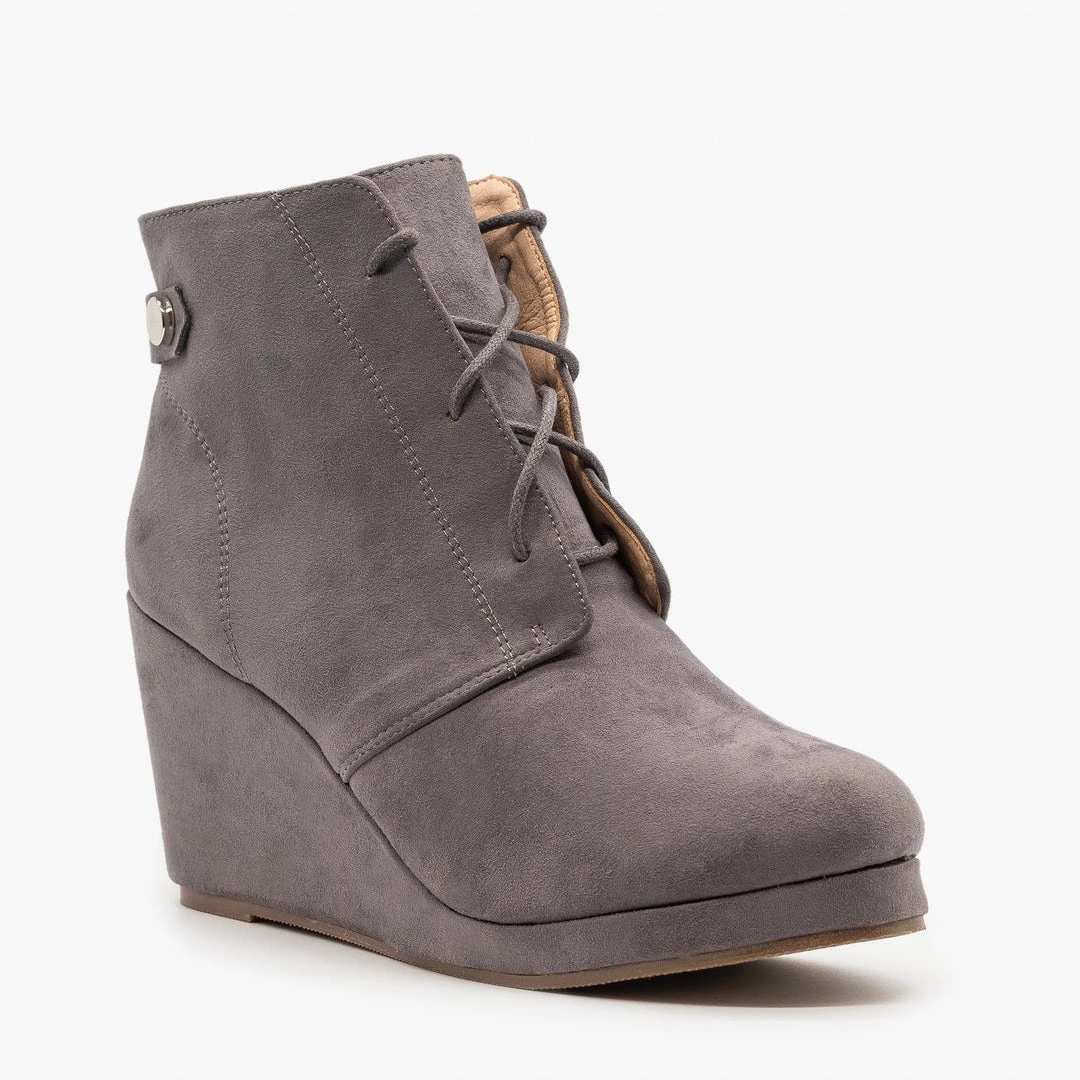 Chase & Chloe Stylish Wedge Heel Ankle Booties FINAL SALE 4 Chase & Chloe Stylish Wedge Heel Ankle Booties FINAL SALE