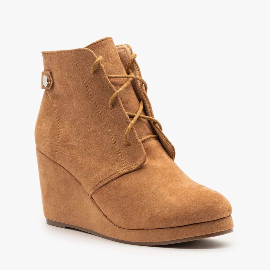 Chase & Chloe Stylish Wedge Heel Ankle Booties FINAL SALE 1 Chase & Chloe Stylish Wedge Heel Ankle Booties FINAL SALE