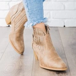 Qupid Shoes Newest Arrivals Subtle Laser-Cut Ankle Booties