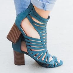 Shoelala Summer Strappy Chunky Heels
