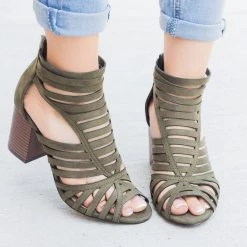 Shoelala Summer Strappy Chunky Heels