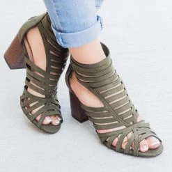 Shoelala Summer Strappy Chunky Heels