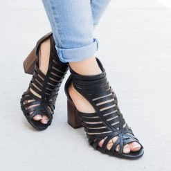 Shoelala Summer Strappy Chunky Heels