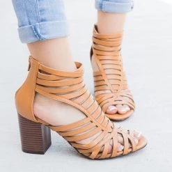 Shoelala Summer Strappy Chunky Heels