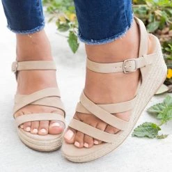 City Classified Shoes Summer Strappy Espadrille Wedges Newest Arrivals