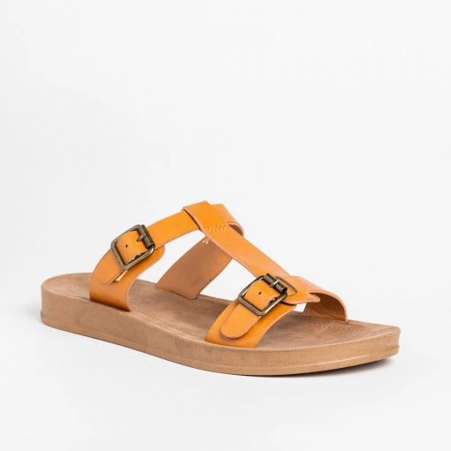 Bamboo Shoes T-Strap Double Buckle Sandals Newest Arrivals