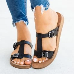 Bamboo Shoes T-Strap Double Buckle Sandals Newest Arrivals