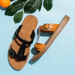 Bamboo Shoes T-Strap Double Buckle Sandals Newest Arrivals