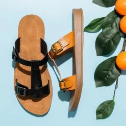 Bamboo Shoes T-Strap Double Buckle Sandals Newest Arrivals