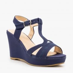 Nine City Shoes T-Strap Wedge Sandals Newest Arrivals