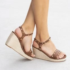 Nature Breeze Newest Arrivals Talia Studded Espadrille Wedges