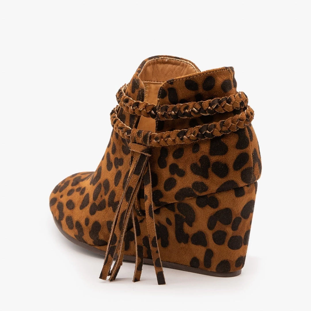 Mata Newest Arrivals Tasseled Animal Print Booties FINAL SALE 2 Mata Newest Arrivals Tasseled Animal Print Booties FINAL SALE
