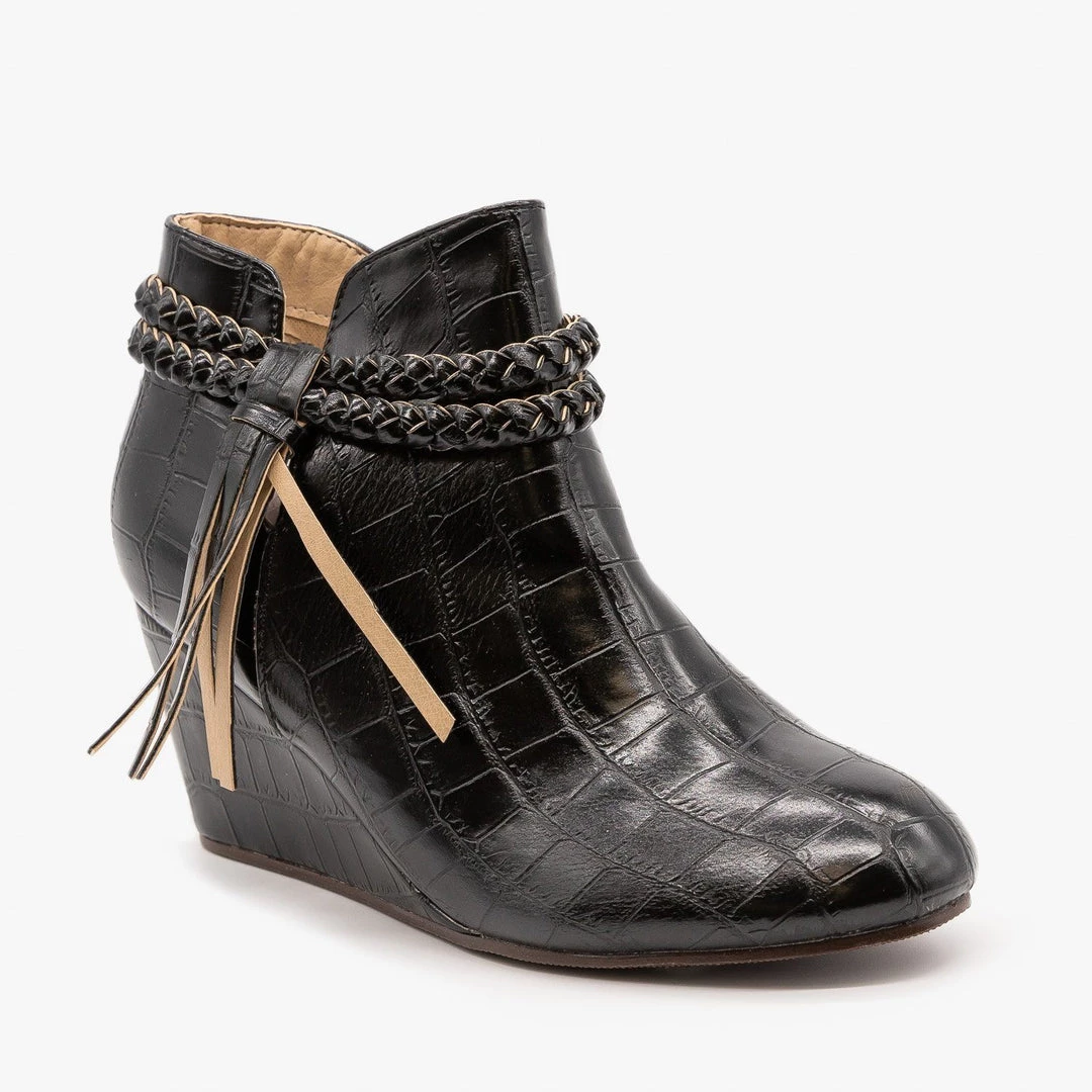 Mata Tasseled Crocodile Print Booties 3 Mata Tasseled Crocodile Print Booties