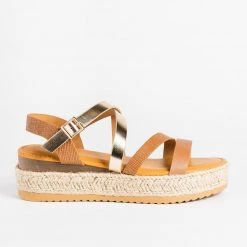 Bamboo Shoes Textured Metallic Espadrille Flatforms
