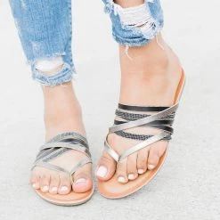Refresh Textured Metallic Strappy Sandals Newest Arrivals