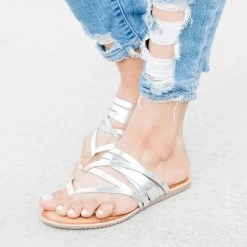 Refresh Textured Metallic Strappy Sandals Newest Arrivals