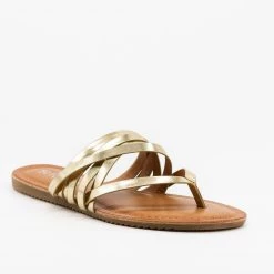 Refresh Textured Metallic Strappy Sandals Newest Arrivals