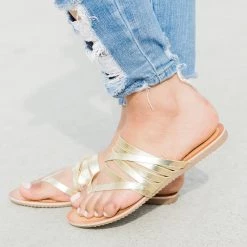 Refresh Textured Metallic Strappy Sandals Newest Arrivals