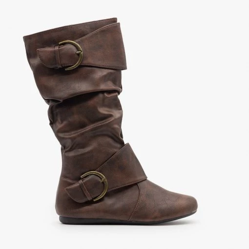 Forever Newest Arrivals Thick Strap Buckle Boots FINAL SALE