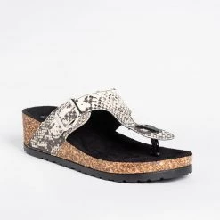 Qupid Shoes Newest Arrivals Thong-Toed Cork Sandal Wedges